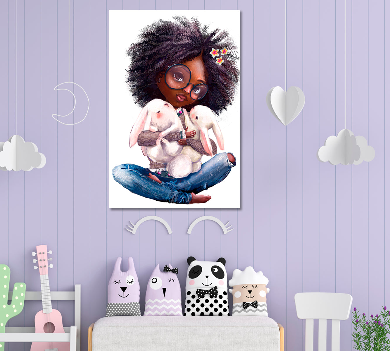 KIDS ART Cute Little Girls Sweet Kids Baby Nursery Home Room Decor Canvas Print | Vertical Kids Room Canvas Art Print Artesty   