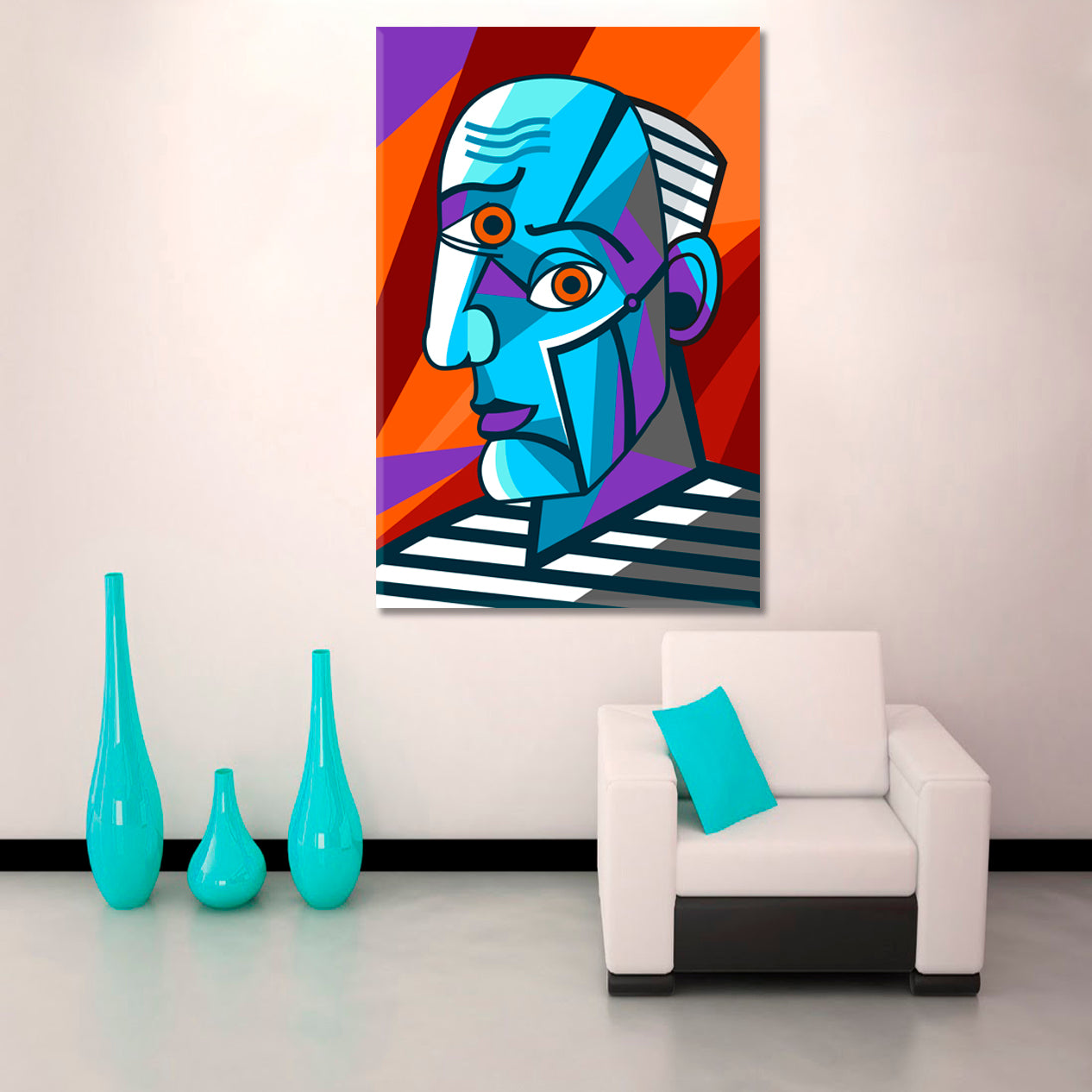 GREAT PAINTER FACE Pablo Picasso Abstract Cubism Dadaism - V Cubist Trendy Large Art Print Artesty 1 Panel 16"x24" 