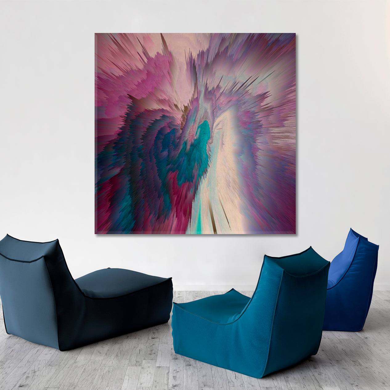 Colorful Abstract Space- Square Panel Contemporary Art Artesty   