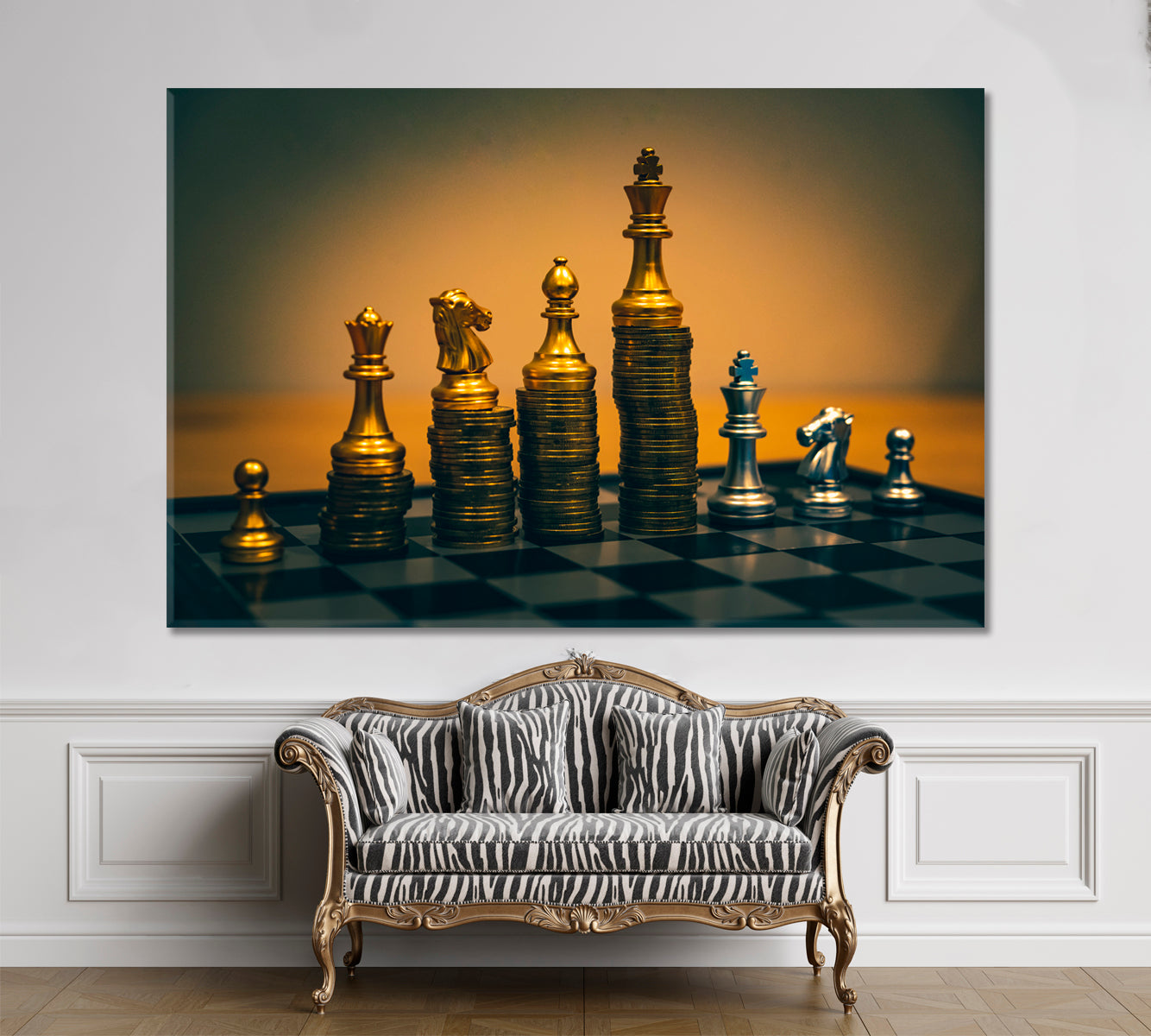 Chess Board Gold Coins Wealth Business Investment Finance Money Business Concept Wall Art Artesty   