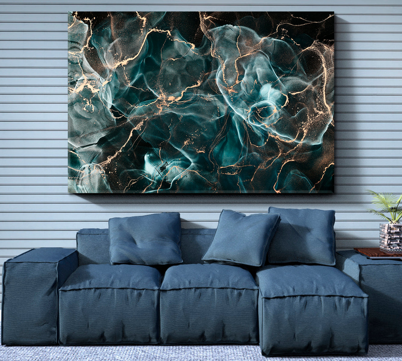 DARK CLOUDS Modern Marble Alcohol Ink Flow Fluid Art Fluid Art, Oriental Marbling Canvas Print Artesty   