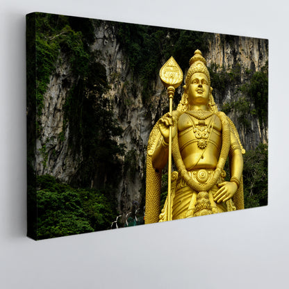 Golden Statue Lord Murugan Batu Caves Kuala Lumpur Malaysia Famous Landmarks Artwork Print Artesty 1 panel 24" x 16" 