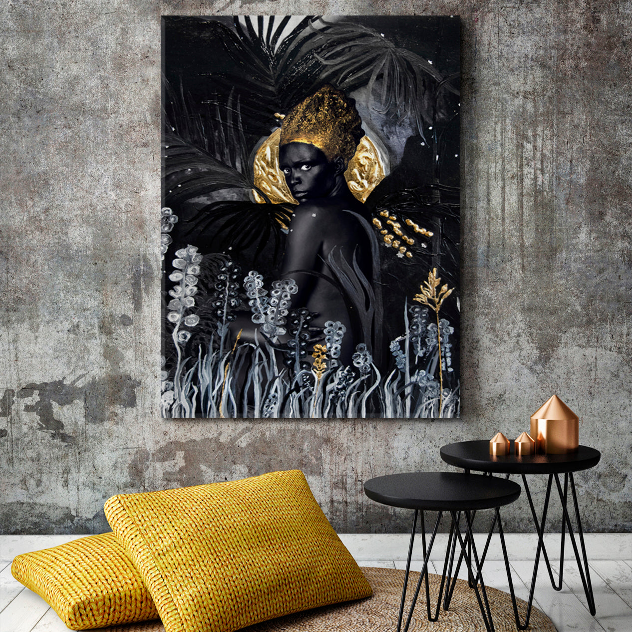 DARK TESTAMENT BLACK AND GOLD Woman Mind-Blowing Abstract Surreal Fine Art Artesty   