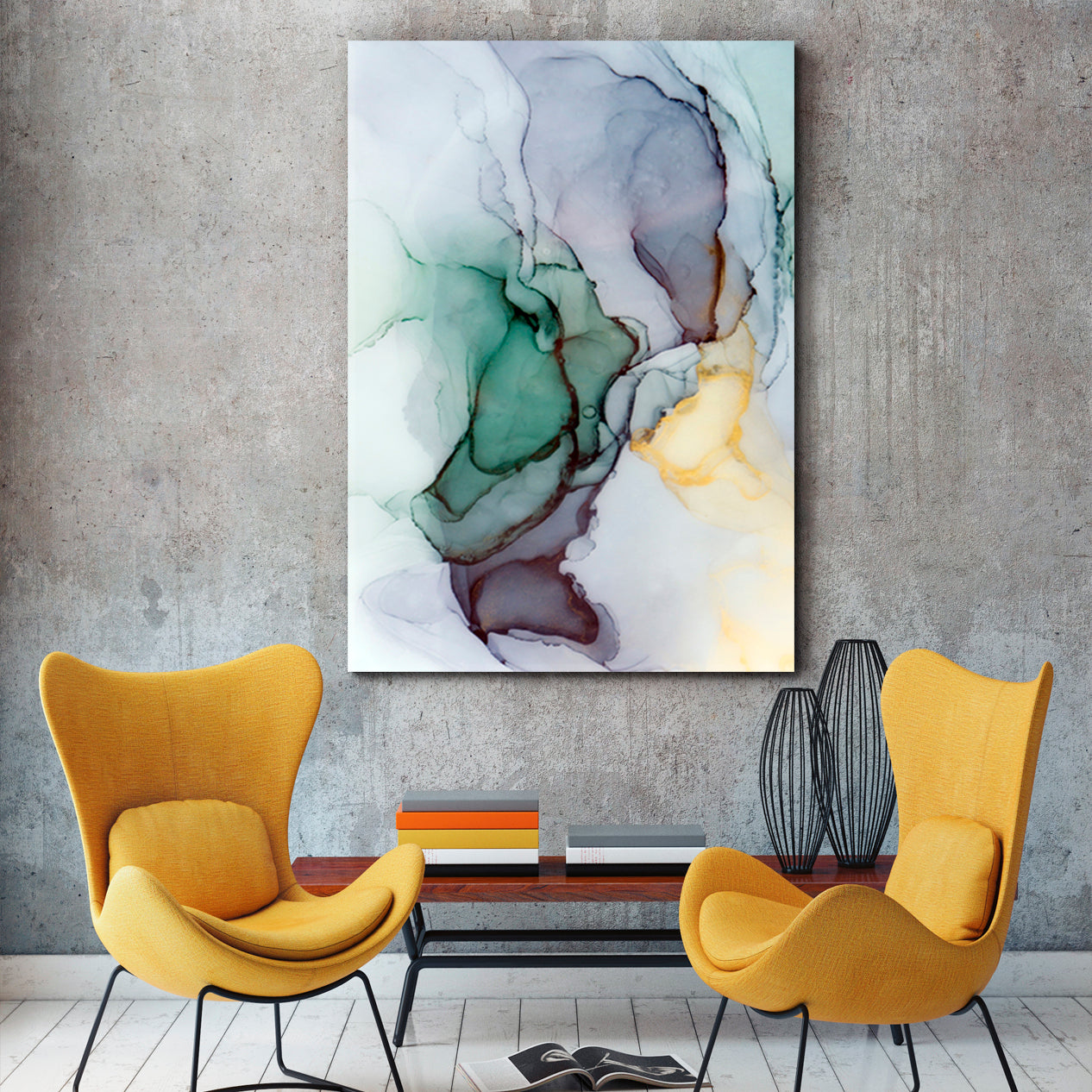 Abstract Veins Alcohol Ink Paint Translucent Free-flowing Fluid Art, Oriental Marbling Canvas Print Artesty   