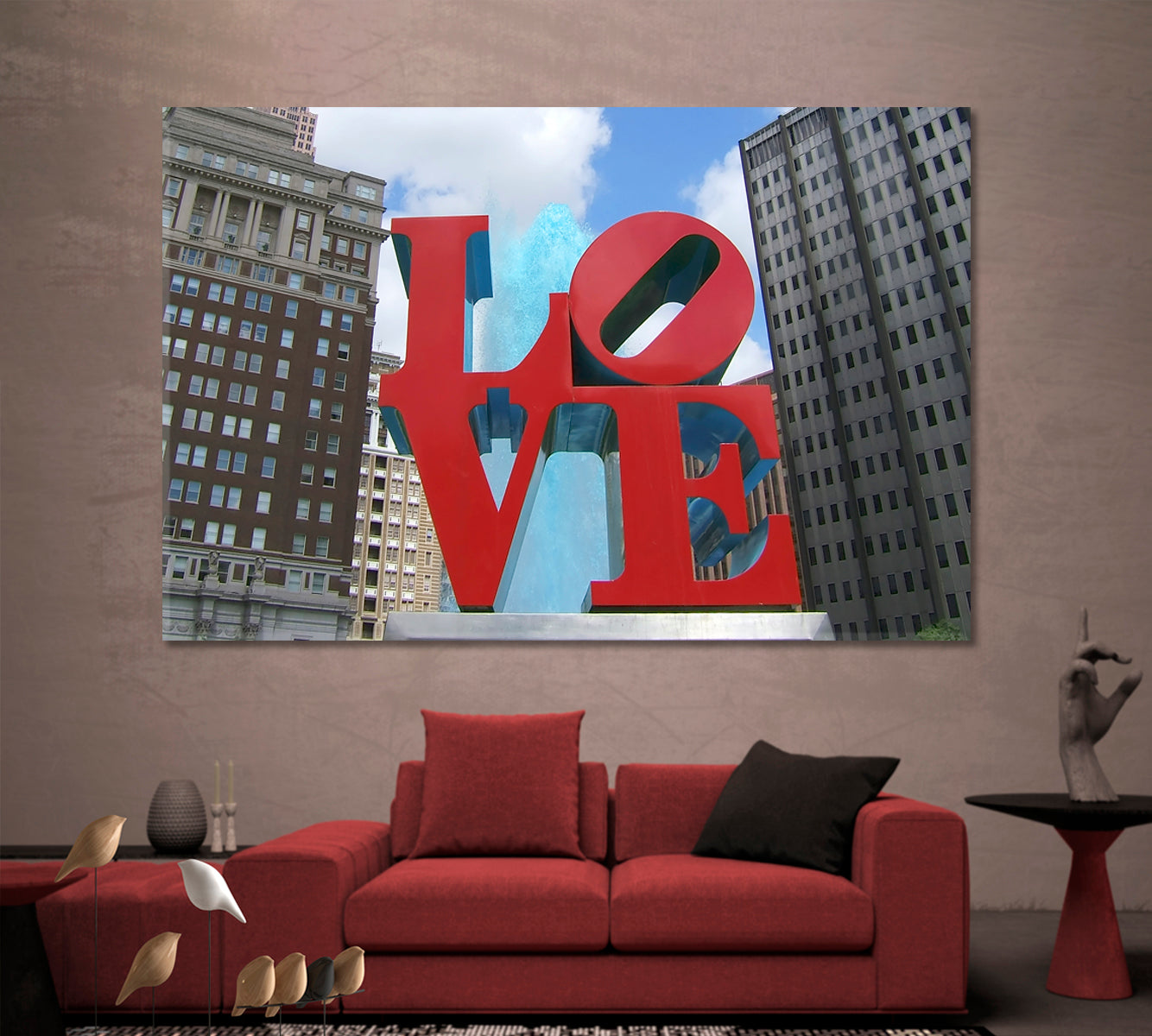 Love Statue Love Park Philadelphia John Kennedy Plaza USA Art Canvas Print Famous Landmarks Artwork Print Artesty   