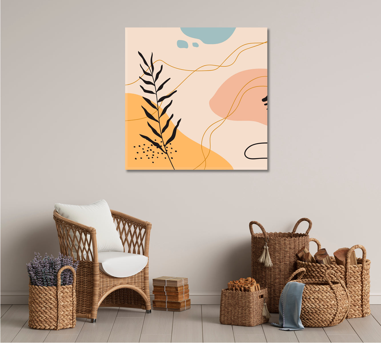 Boho Abstract Mid-century Modern Minimalist Art Soft Pastel Tones Abstract Art Print Artesty 1 Panel 12"x12" 