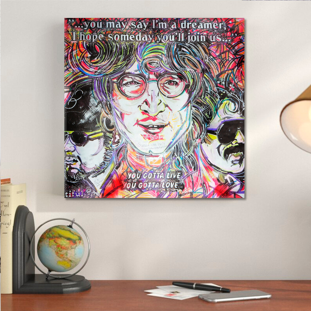 John Lennon Inspired Lyrics from Beatles Songs Street Art - S Street Art Canvas Print Artesty   