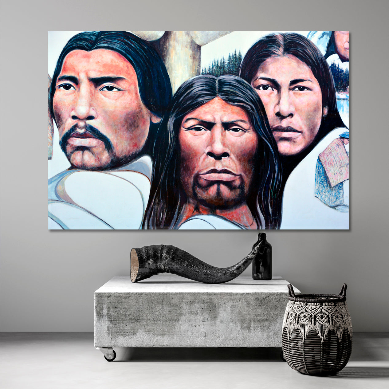 Chemainus Native Shaman Powerful Chief Prophet Graffiti Street Art Canvas Print Artesty   