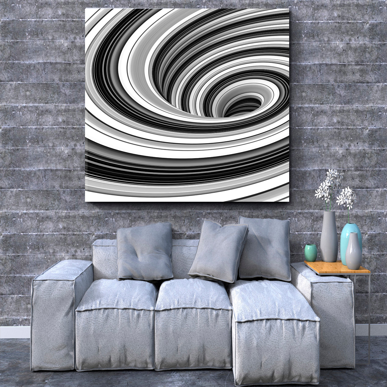 WHIRLPOOL Contrast Swirls Black And White Abstract Art Print Artesty   