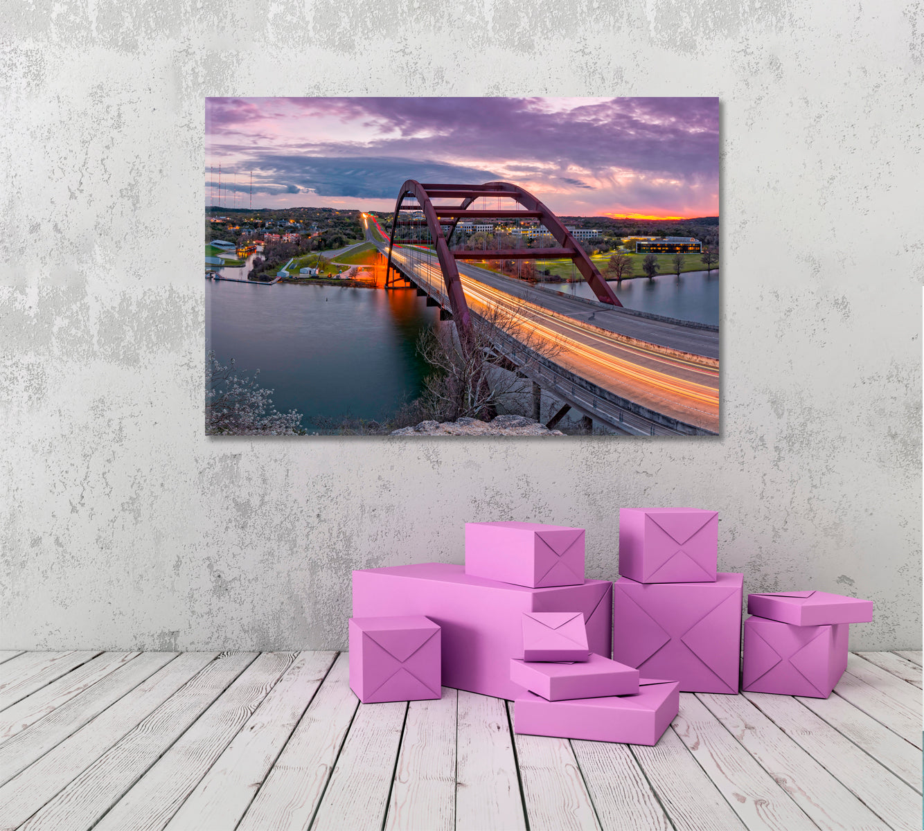 Pennybacker Bridge Austin Texas Panoramic Landscape Cities Wall Art Artesty 1 panel 24" x 16" 