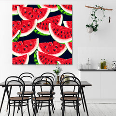 WATERMELON Appetizing Slices Abstract Juicy Summer Fruit Abstract Art Print Artesty 1 Panel 12"x12" 