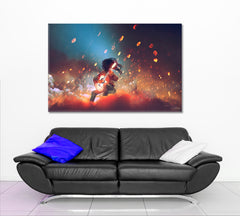 SURREAL Mysterious Man Playing the Glowing Guitar in the Smoke Surreal Fantasy Large Art Print Décor Artesty 1 panel 24" x 16" 