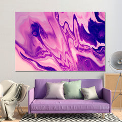 FUCHSIA Acrylic Mix Abstract Colorful Marble Splash Fluid Fluid Art, Oriental Marbling Canvas Print Artesty 1 panel 24" x 16" 