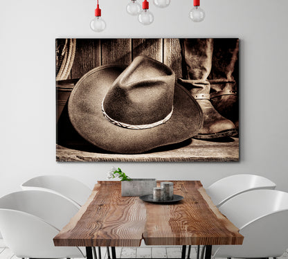 AMERICAN WEST LEGEND Cowboy Western Vintage Retro Style Vintage Affordable Canvas Print Artesty   