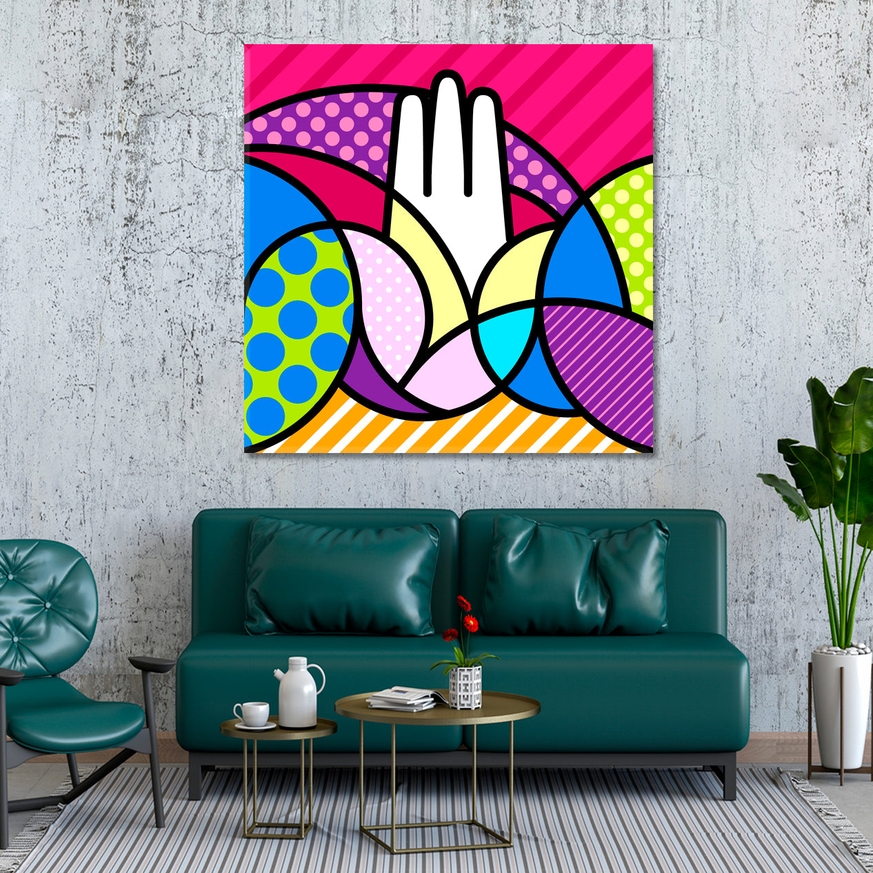 HAMSA HAND Sacred Geometry Modern Pop Art Religious Symbol Pop Art Canvas Print Artesty   