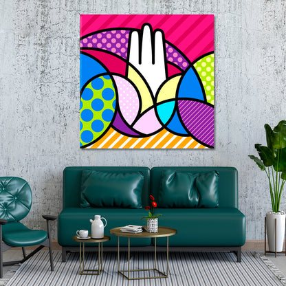 HAMSA HAND Sacred Geometry Modern Pop Art Religious Symbol Pop Art Canvas Print Artesty   