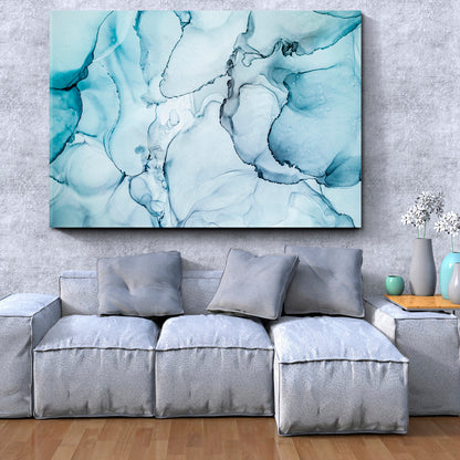 Modern Fluid Art Marble Alcohol Ink Colors Translucent Fluid Art, Oriental Marbling Canvas Print Artesty   