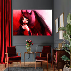 Fine Art Cute Anime Girl With Wings Canvas Print TV, Cartoons Wall Art Canvas Artesty   