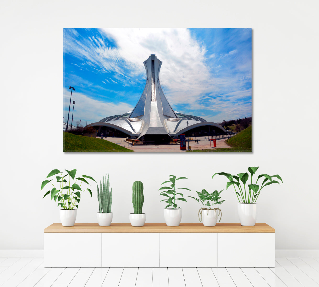 Montreal Olympic Stadium and Tower Famous Landmarks Artwork Print Artesty 1 panel 24" x 16" 