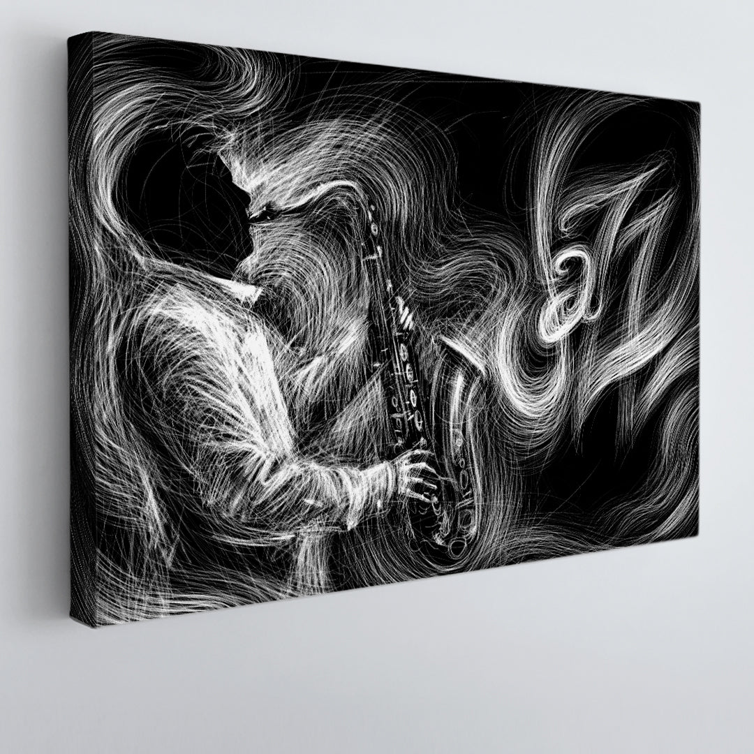 Jazz Saxophone Player Musician Music Wall Panels Artesty 1 panel 24" x 16" 