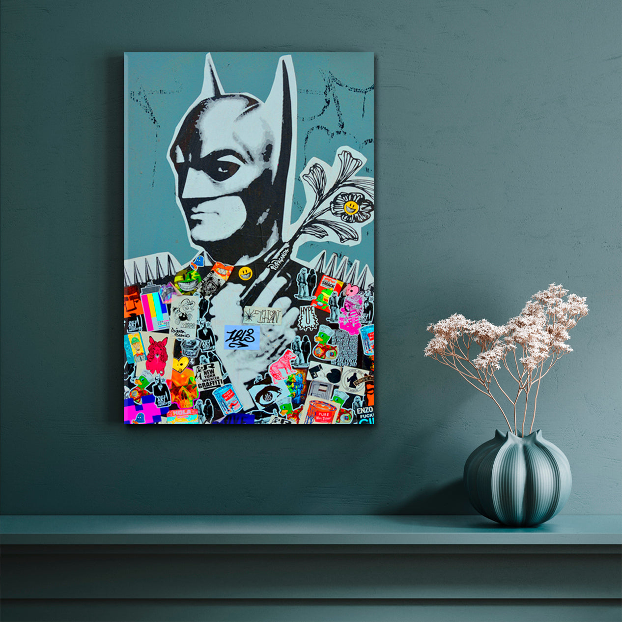 Batman Graffiti Abstract Creativity Street Art Spray Art on the Walls Monreal Canada - Vertical Street Art Canvas Print Artesty   