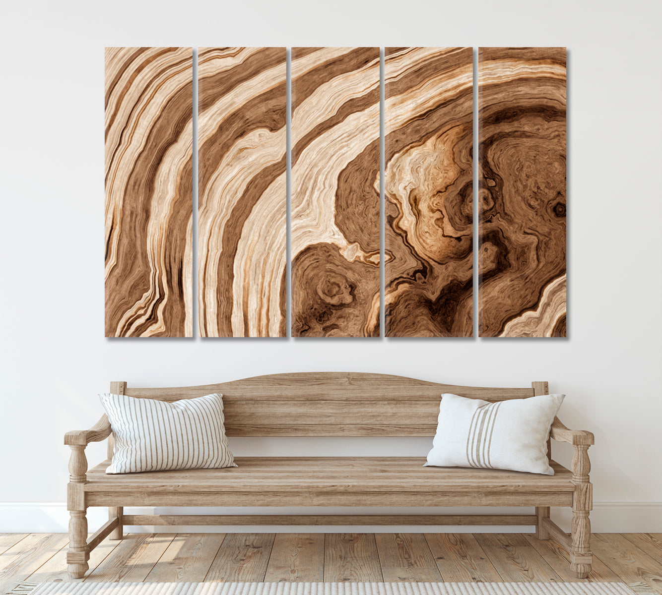 ROOTS Texture Old Wood Tree Wavy Lines Age Rings Abstract Driftwood Abstract Art Print Artesty 5 panels 36" x 24" 