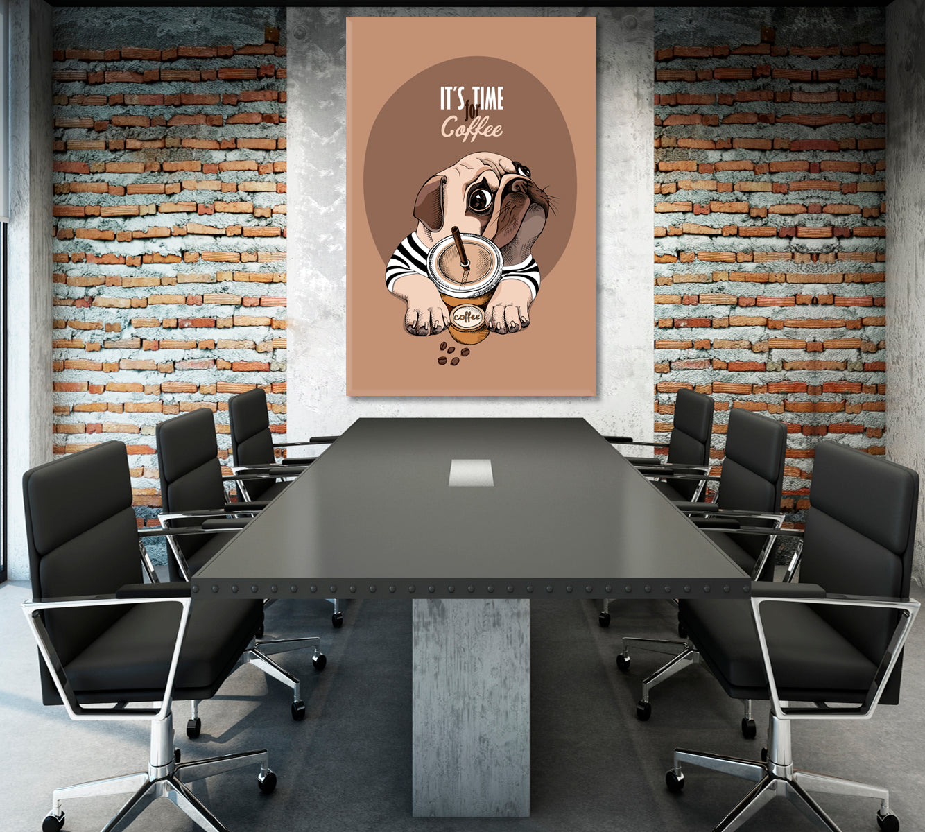 FUNNY PUG Coffee Lovers - V Animals Canvas Print Artesty   