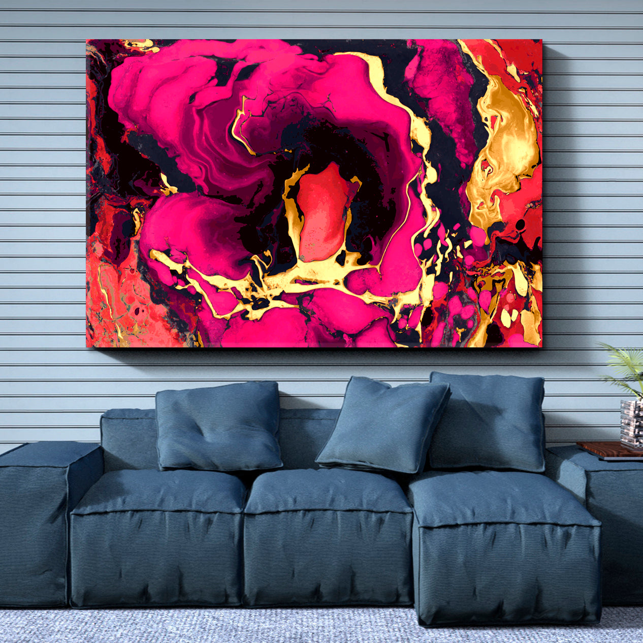 FUCHSIA Contemporary Abstract Ebru Suminagashi Style Contemporary Art Artesty   