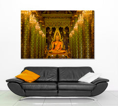 Golden Buddha Temple Thailand Religious Modern Art Artesty 1 panel 24" x 16" 