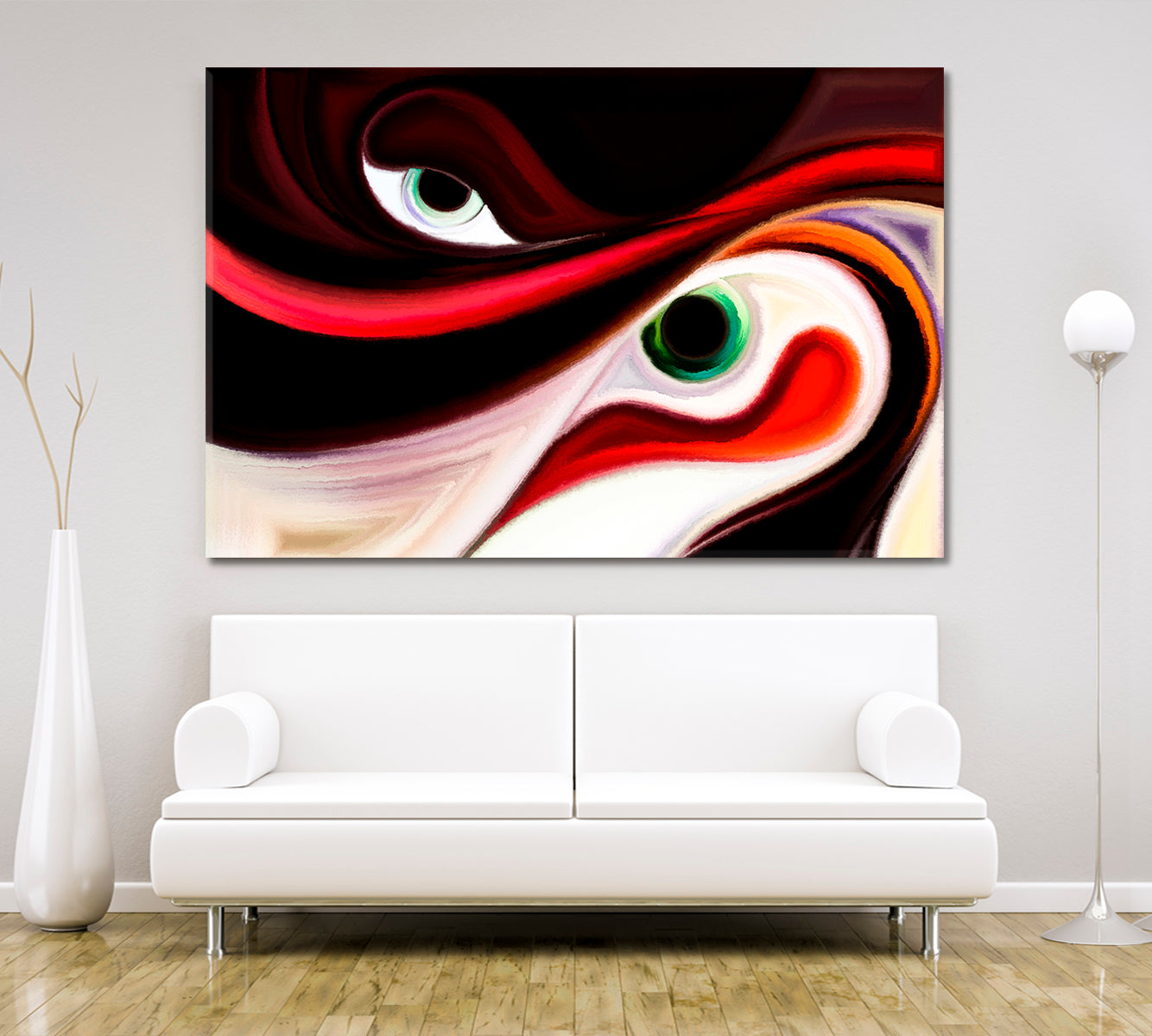 Yin Yang Vibrant Abstract Waves and Curves Imagination Design Abstract Art Print Artesty 1 panel 24" x 16" 