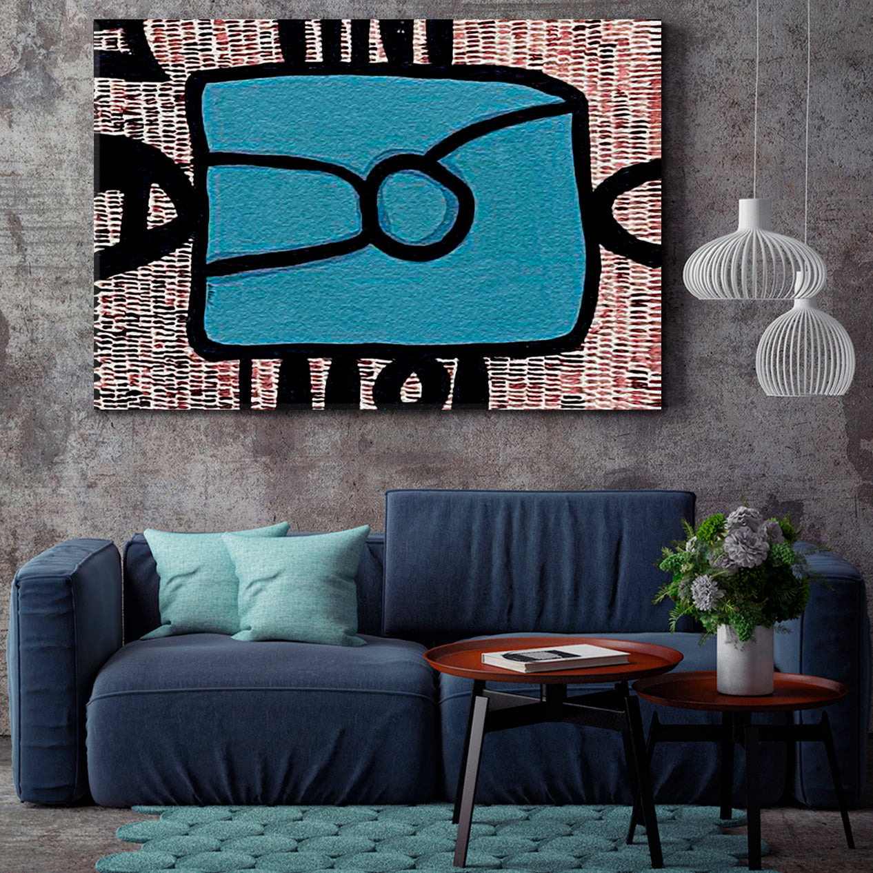 Trendy Abstract Expressionism Geometric Figurative Art Black Blue Brown Abstract Art Print Artesty   