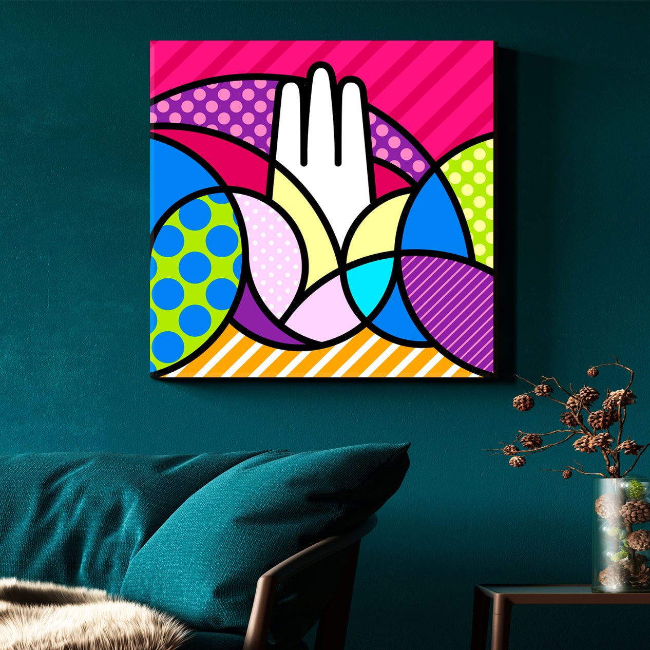 HAMSA HAND Sacred Geometry Modern Pop Art Religious Symbol Pop Art Canvas Print Artesty   