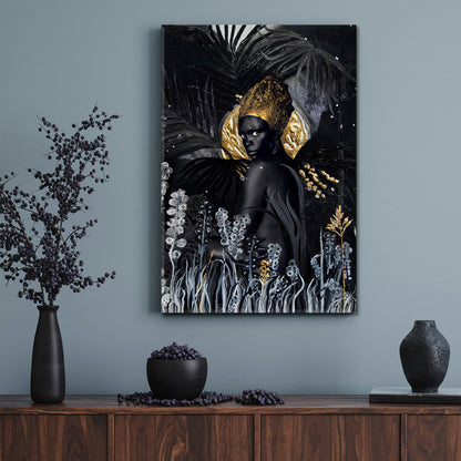 DARK TESTAMENT BLACK AND GOLD Woman Mind-Blowing Abstract Surreal Fine Art Artesty 1 Panel 16"x24" 