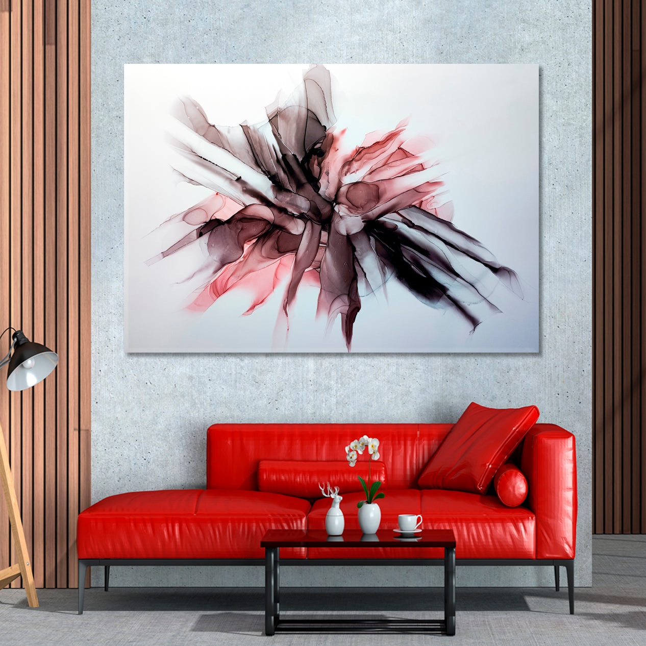 EXPRESSIVE Brave Ground Hot Chile Alcohol Ink Abstract Fluid Marble Splash Fluid Art, Oriental Marbling Canvas Print Artesty   