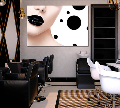 BEAUTY CONCEPT Model Girl Fashion Trendy Black Lips Abstract Art Beauty Salon Artwork Prints Artesty   