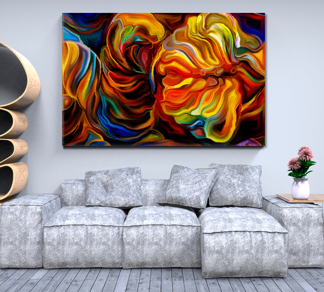 ABSTRACT SHAPES Contemporary Vivid Trendy Art Contemporary Art Artesty 1 panel 24" x 16" 