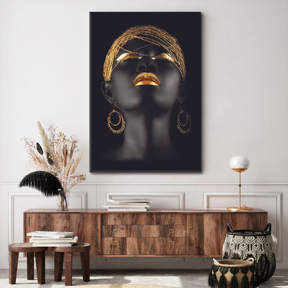 Black And Gold Beautiful African American Women Vertical Panel Beauty Salon Artwork Prints Artesty   