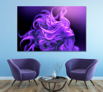 ART PORTRAIT ULTRAVIOLET Beautiful Women Fluttering Hair Hairstyle Beauty Salon Artwork Prints Artesty   