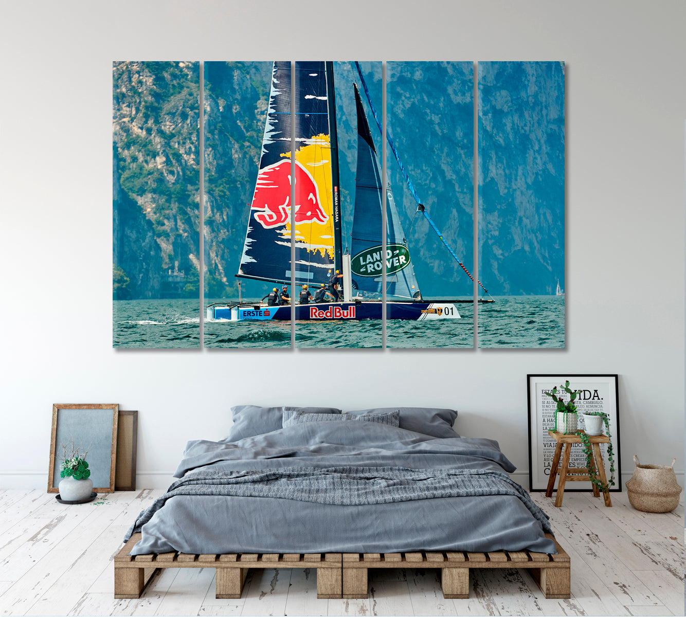 FLOTILLA Sailing Regatta Poster Transportation Canvas Art Artesty 5 panels 36" x 24" 