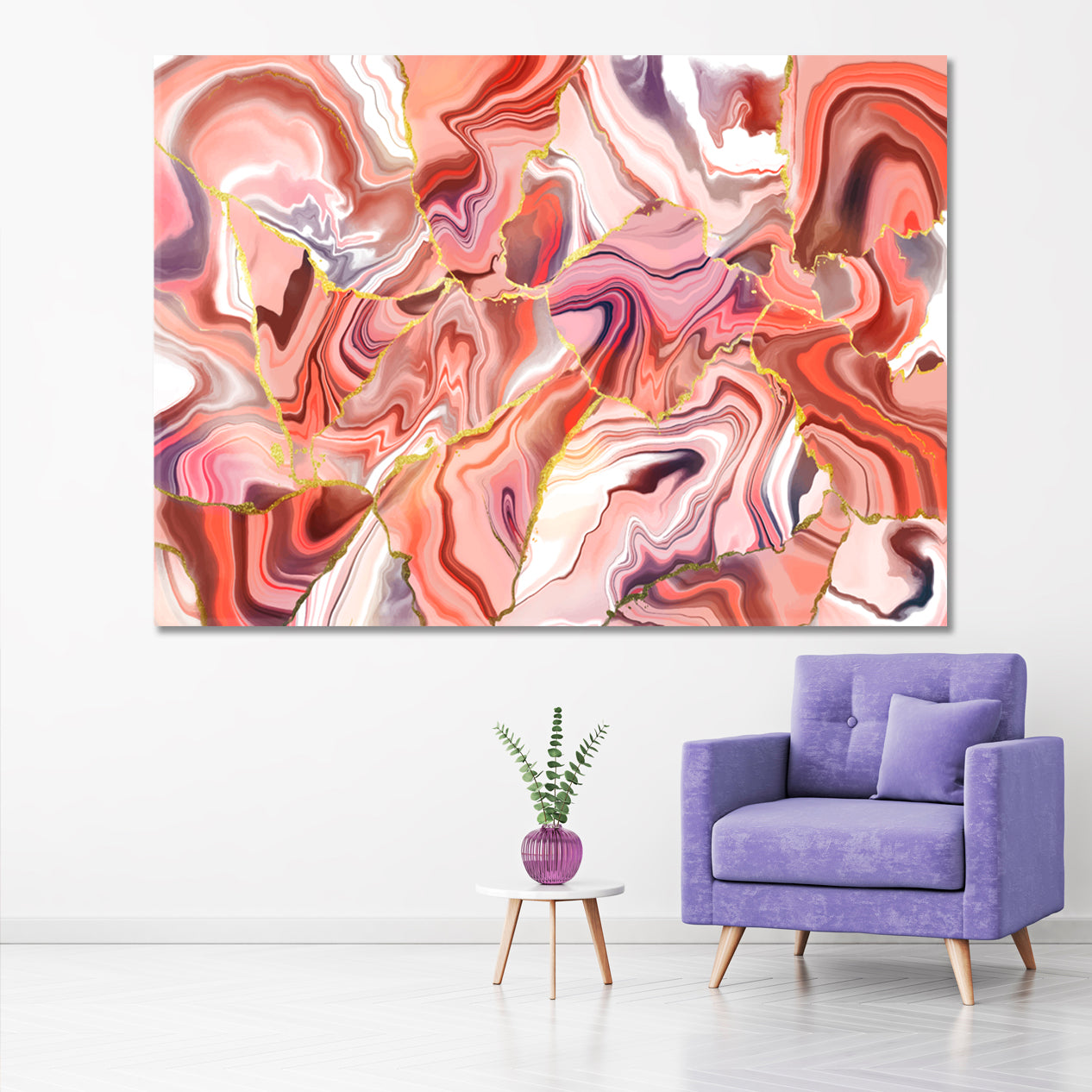 Coral Peachy Beige Mix Abstract Wavy Forms Fractal Futuristic Pattern Contemporary Art Artesty   