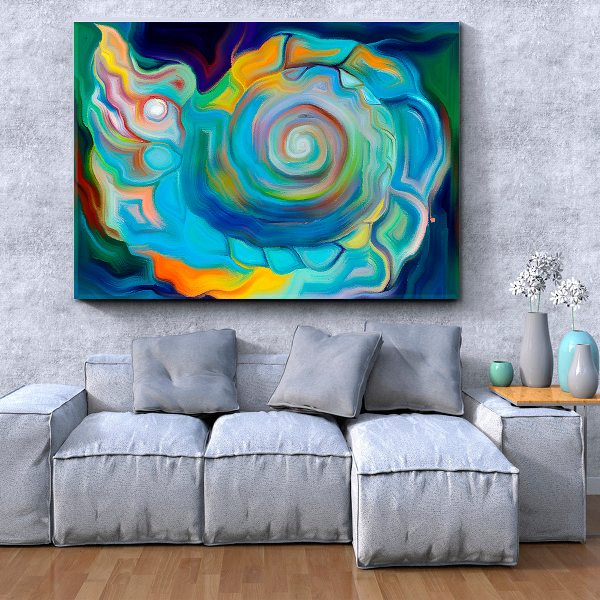 SEA LIFE IN FORMS  Abstract Seashell Vivid Contemporary Abstraction Canvas Print Abstract Art Print Artesty 1 panel 24" x 16" 