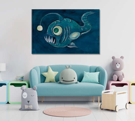 Abstract Fish Deep Sea Animals Canvas Print Artesty 1 panel 24" x 16" 