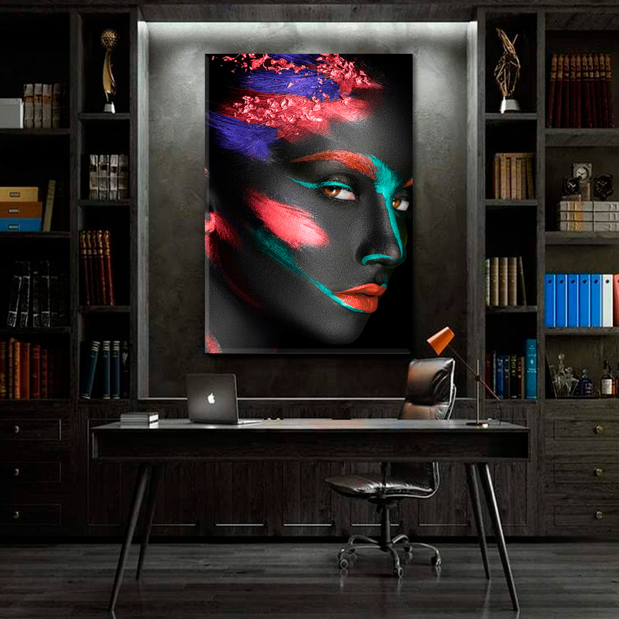 Fashion Portrait Dark-skinned Girl Color Make-up Canvas Print -  Vertical Fashion Canvas Print Artesty   