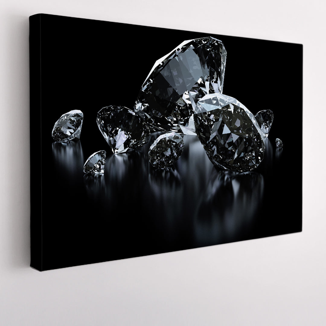 Beautiful Luxury Diamonds On Black Artwork Black and White Wall Art Print Artesty 1 panel 24" x 16" 