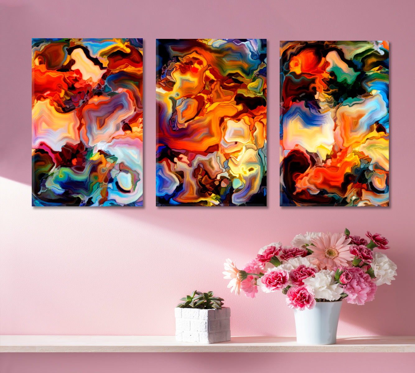 Set of 3 Vertical Panels Abstract Art Print Artesty   