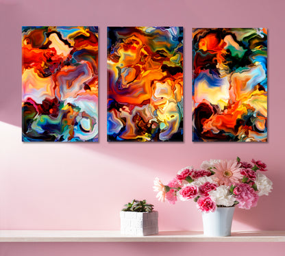 Set of 3 Vertical Panels Abstract Art Print Artesty   