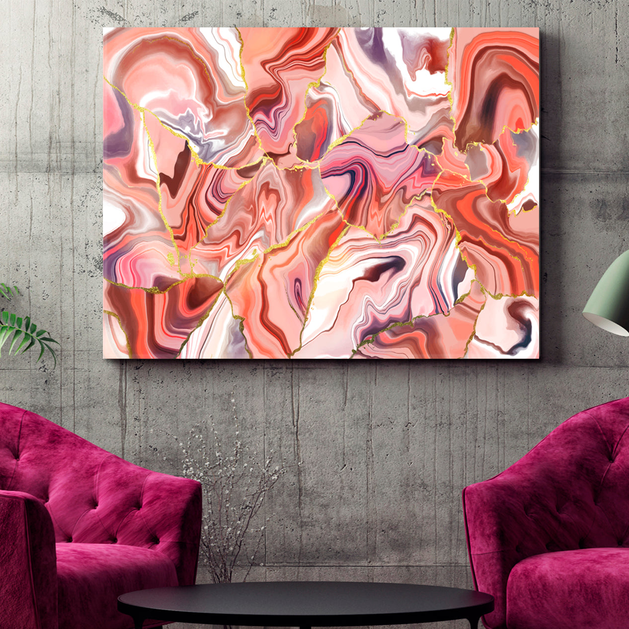 Coral Peachy Beige Mix Abstract Wavy Forms Fractal Futuristic Pattern Contemporary Art Artesty   