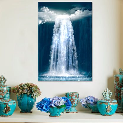 UNREAL Fantasy Waterfall Falls From Heaven Mesmerizing Magical Scenic | Vertical Surreal Fantasy Large Art Print Décor Artesty   