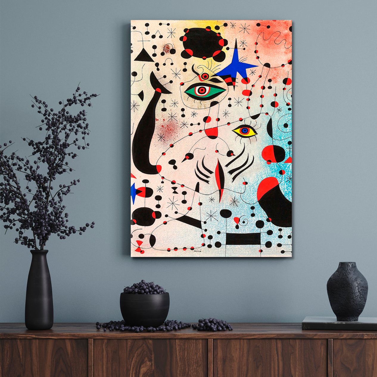 INSPIRED BY JOAN MIRO ABSTRACT In Love with a Woman Abstract Art Print Artesty   