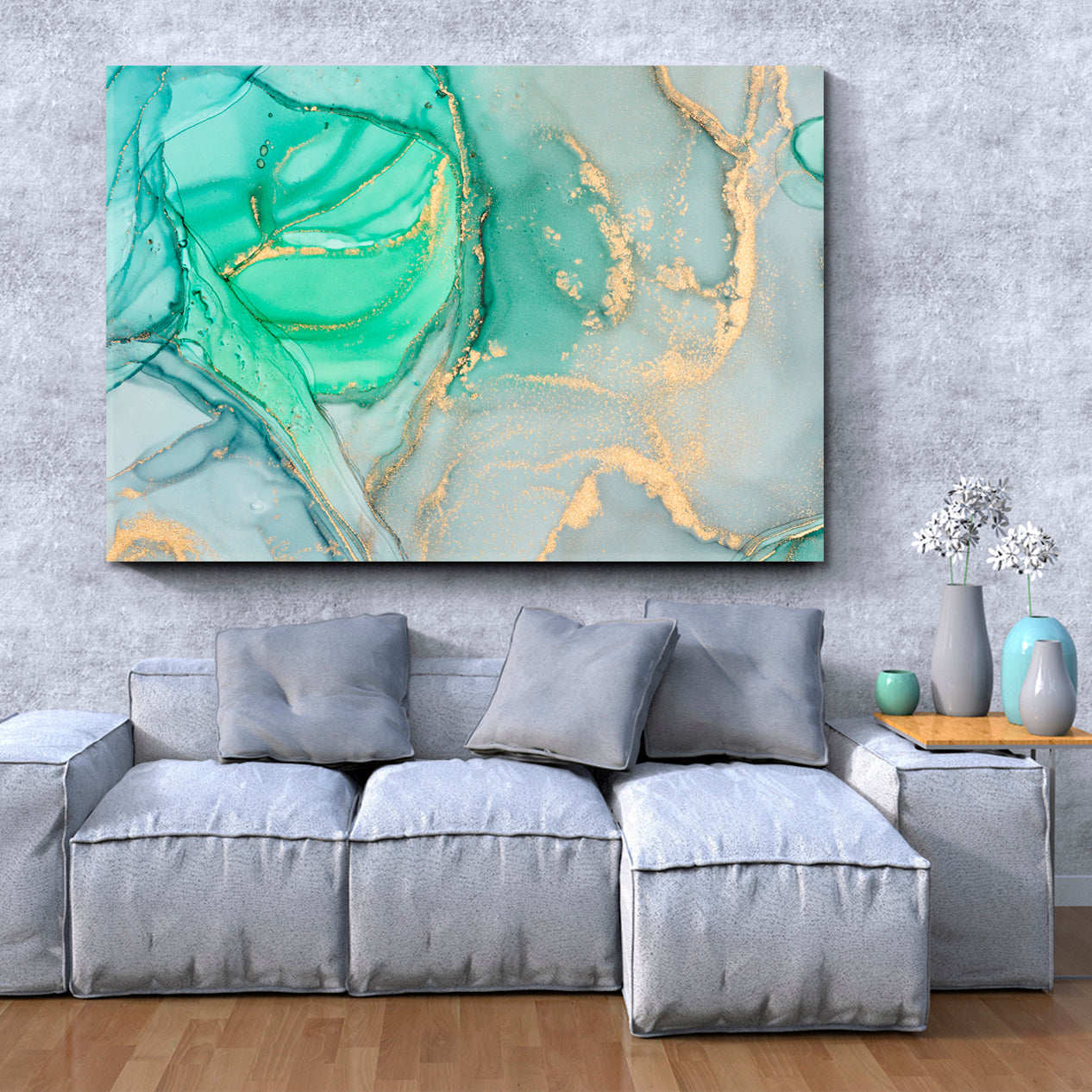 Modern Marble Fluid Abstract Fluid Art, Oriental Marbling Canvas Print Artesty   